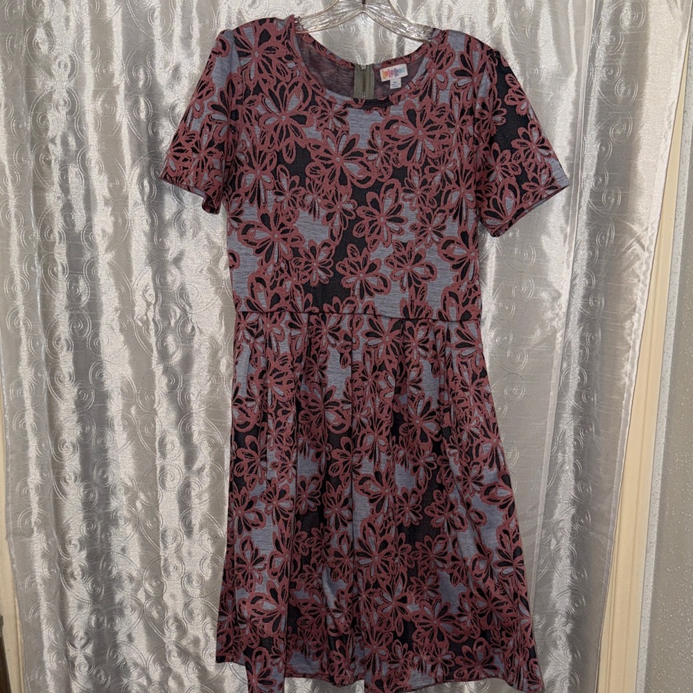 LuLaRoe Blue and Pink Floral Mini Dress Women’s Size XL 🔥 BL2